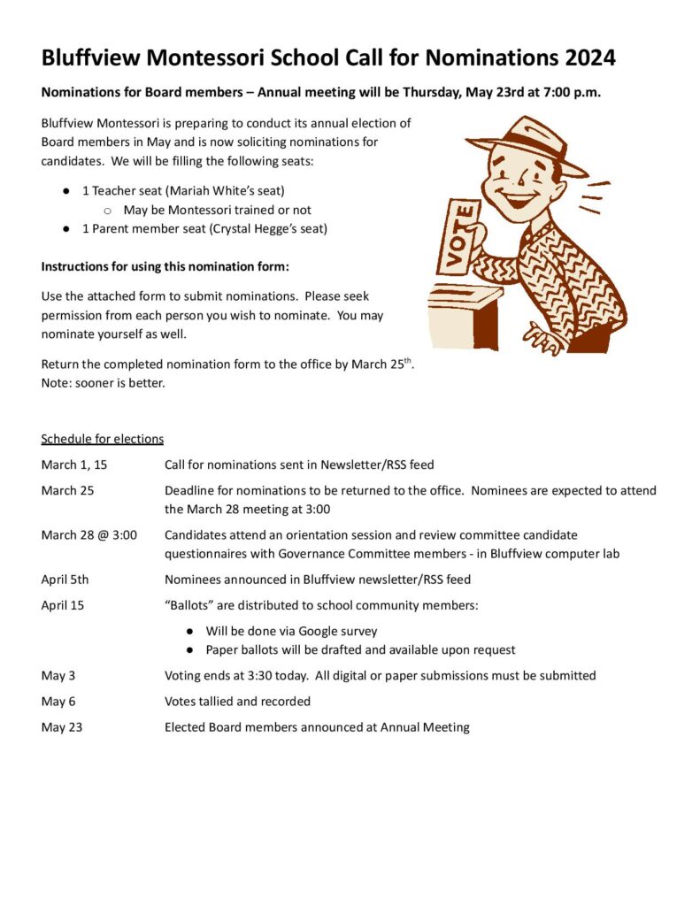 Call For Nominations 2024 With Info Page 1 Page 001 - Bluffview Montessori School