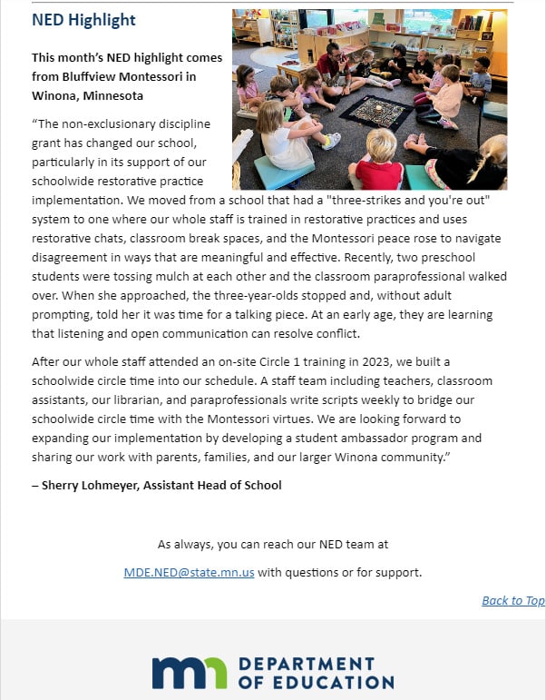 Ned Article - Bluffview Montessori School